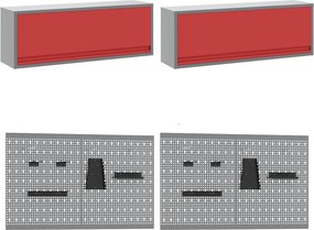 vidaXL Σετ πάγκου εργασίας 8 τμχ. Κόκκινο και Γκρι
