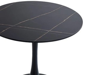 Τραπέζι Balou II MDF σε μαύρο μαρμάρου απόχρωση Φ80x75εκ 80x80x75 εκ.