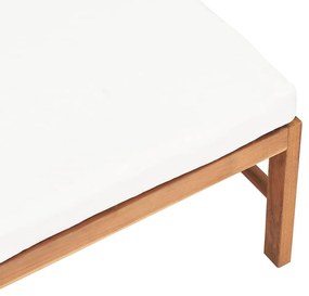 vidaXL Υποπόδιο από Μασίφ Ξύλο Teak με Κρεμ Μαξιλάρι
