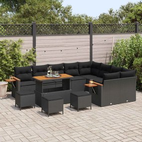 vidaXL Σετ Καναπέ Κήπου 13 pcs Μαύρο συνθετικό ρατάν
