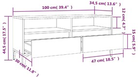 Έπιπλο Τηλεόρασης Γκρι Σκυρ. 100 x 34,5 x 44,5 εκ. Επεξ. Ξύλο - Γκρι