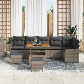 vidaXL Σετ Καναπέ Κήπου Ρυθμιζόμενο ύψος 9 pcs Γκρι συνθετικό ρατάν