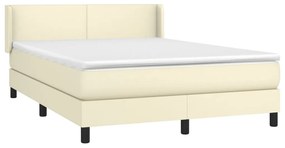 vidaXL Κρεβάτι Boxspring με Στρώμα Κρεμ 140x190εκ. από Συνθετικό Δέρμα