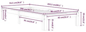 ΠΛΑΙΣΙΟ ΚΡΕΒΑΤΙΟΥ ΛΕΥΚΟ 90 X 200 ΕΚ. ΑΠΟ ΜΑΣΙΦ ΞΥΛΟ ΠΕΥΚΟΥ 810351