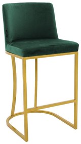 Bar Stool medium height Impartial I metal golden legs-velvet dark green 48x46x95 εκ.