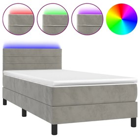 ΚΡΕΒΑΤΙ BOXSPRING ΜΕ ΣΤΡΩΜΑ &amp; LED ΑΝ.ΓΚΡΙ 100X200 ΕΚ. ΒΕΛΟΥΔΙΝΟ 3134447