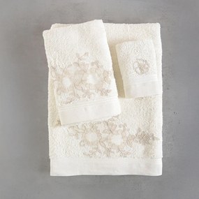Πετσέτες Rhea (Σετ 3τμχ) Ecru Ρυθμός Σετ Πετσέτες 80x150cm 100% Πενιέ Βαμβάκι