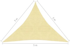 Πανί Σκίασης Τριγωνικό Μπεζ 5 x 5 x 5 μ. από HDPE - Μπεζ