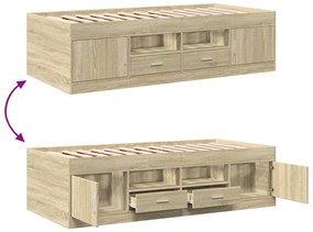 vidaXL Καναπές Κρεβάτι με Συρτάρια Χωρίς Στρώμα Sonoma Δρυς 90x200 εκ.
