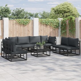 vidaXL Σετ Καναπέ Κήπου 8 pcs Μαύρο 283 x 71.5 x 71 εκ. Αλουμίνιο