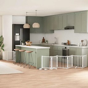 Διαχωριστικό Σκύλων/Πόρτα Πτυσσόμενο 9 Πάνελ 450εκ. Ξύλο Λεύκας