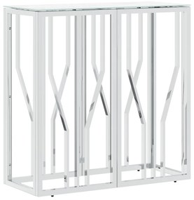 vidaXL Τραπέζι Κονσόλα Ασημί 70x30x70 εκ. Ανοξείδωτο Ατσάλι και Γυαλί