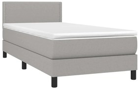 Κρεβάτι Boxspring με Στρώμα Ανοιχτό Γκρι 100x200 εκ. Υφασμάτινο - Γκρι