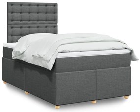 vidaXL Κρεβάτι Boxspring με Στρώμα Σκούρο Γκρι 120x200 εκ. Υφασμάτινο