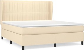 vidaXL Κρεβάτι Boxspring με Στρώμα Κρεμ 160x200 εκ. Υφασμάτινο