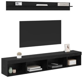 Σετ τοίχου για τηλεόραση 5 pcs Μαύρη Οξυά Επεξεργασμένο ξύλο