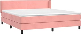 vidaXL Κρεβάτι Boxspring με Στρώμα Ροζ 180x200 εκ. Βελούδινο