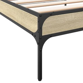 vidaXL Πλαίσιο Κρεβατιού Sonoma Δρυς 100x200 εκ. Επεξ. Ξύλο &amp; Μέταλλο
