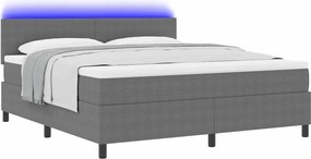 vidaXL LED Κρεβάτι με βάθρο Ανοιχτό Γκρι και Λευκό 180 x 200 cm