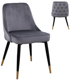 Chair Serentiy  from velvet Grey with metallic frame 51x58x83cm