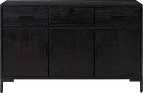 vidaXL Ντουλάπι Μαύρο 110 x 35 x 70 εκ. από Μασίφ Ξύλο Πεύκου