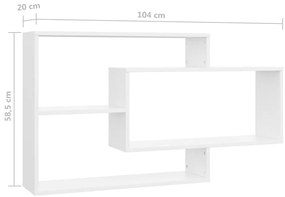 vidaXL Ραφιέρα Τοίχου Λευκή 104 x 20 x 58,5 εκ. από Επεξεργασμένο Ξύλο
