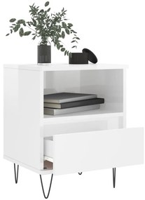 vidaXL Κομοδίνα 2 τεμ. Γυαλ. Λευκό 40 x 35 x 50 εκ. Επεξεργασμένο Ξύλο