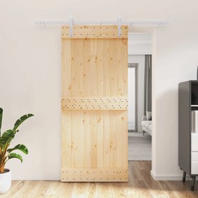 vidaXL Συρόμενη Πόρτα Φυσικό και Λευκό 90 x 210 cm