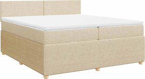 vidaXL Κρεβάτι Boxspring με Στρώμα Κρεμ 200x200 εκ. Υφασμάτινο