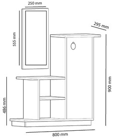 Έπιπλο εισόδου με καθρέπτη Ceel pakoworld χρώμα φυσικό-ανθρακί 80x29.5x90εκ (1 τεμάχια)