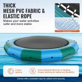 VEVOR 15ft Inflatable Water Trampoline Swim Platform Bounce for Pool Lake Toy