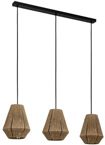 Φωτιστικό Οροφής - Ράγα Alderney 43786 90x20x110cm 3xΕ27 40W Black-Natural Eglo Steel,Textilene