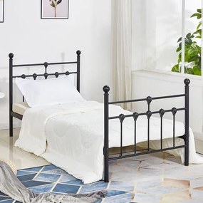 Μεταλλικό Κρεβάτι JACINDA Μονό Μαύρο 90x190 εκ. 95x200x105 εκ.