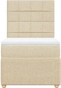 vidaXL Κρεβάτι Boxspring με Στρώμα Κρεμ 90x190 εκ.Υφασμάτινο