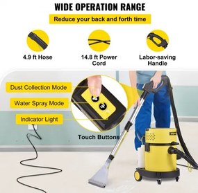 VEVOR Wet Dry Vacuum Cleaner, 5.3 Gallon 2 Peak HP, 4-in-1 Portable Shop Vacuum w/ Blow &amp; Spray Function, Remote Control, HEPA &amp; Sponge Filtration, 5 Brush for Household, Car