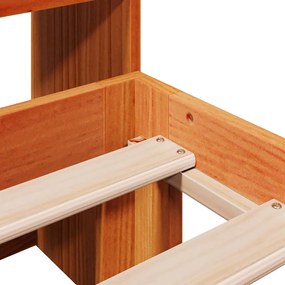 Κρεβάτι Βιβλιοθήκη Χωρίς Στρώμα 120x190 εκ Μασίφ Ξύλο Πεύκου - Καφέ