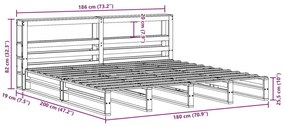 Σκελετός Κρεβατιού Χωρίς Στρώμα 180x200 εκ Μασίφ Ξύλο Πεύκου - Καφέ