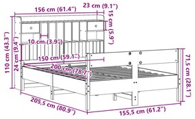 ΚΡΕΒΑΤΙ ΒΙΒΛΙΟΘΗΚΗ ΧΩΡΙΣ ΣΤΡΩΜΑ 150X200 ΕΚ ΜΑΣΙΦ ΞΥΛΟ ΠΕΥΚΟΥ 3323023