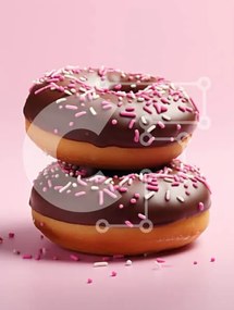 Σετ των 2 Intra Συλλεκτικό Ξύλινο Παζλ Plywood  4mm - Στοιβαγμένα ντόνατς σοκολάτας με ψεκασμούς Σε Ξύλινο Κουτί - Διαστάσεις: 10x10 cm – 25 κομμάτια