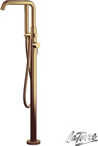 La Torre Elle 34078 Brushed Gold - Επιδαπέδια μπαταρία λουτρού