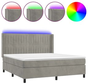 ΚΡΕΒΑΤΙ BOXSPRING ΜΕ ΣΤΡΩΜΑ &amp; LED ΑΝ.ΓΚΡΙ 160X200 ΕΚ. ΒΕΛΟΥΔΙΝΟ 3139691