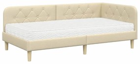 vidaXL Κρεβάτι Γωνίας Κρεμ 100 x 200 cm ύφασμα