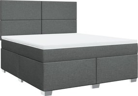 vidaXL Κρεβάτι Boxspring με Στρώμα Σκούρο Γκρι 180x200 εκ Υφασμάτιν