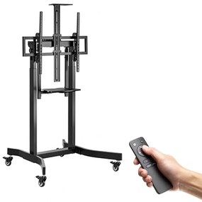 GEMBIRD MOTORIZED HEIGHT ADJUSTABLE TV FLOOR STAND WITH CASTER WHEELS AND REMOTE CONTROL 55'-100'