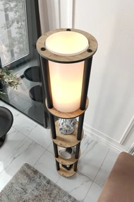 Stewehome Φωτιστικό δαπέδου με στρογγυλή ραφιέρα από μdf Μπεζ