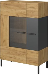 Βιτρίνα Santes Χρυσό Δρυς-Γραφίτης 90x42x134.50cm