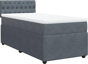 vidaXL Κρεβάτι Boxspring με Στρώμα Σκούρο Γκρι 90x200 εκ. Βελούδινο