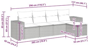 Σετ Καναπέ Κήπου 5 τεμ. Μπεζ Συνθετικό Ρατάν με Μαξιλάρι - Μπεζ