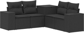 vidaXL Σετ Καναπέ 5 τμχ. Μαύρο 200 x 200 x 85 εκ.