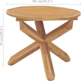 vidaXL Τραπεζαρία Κήπου Ø90 x 75 εκ. από Μασίφ Ξύλο Teak